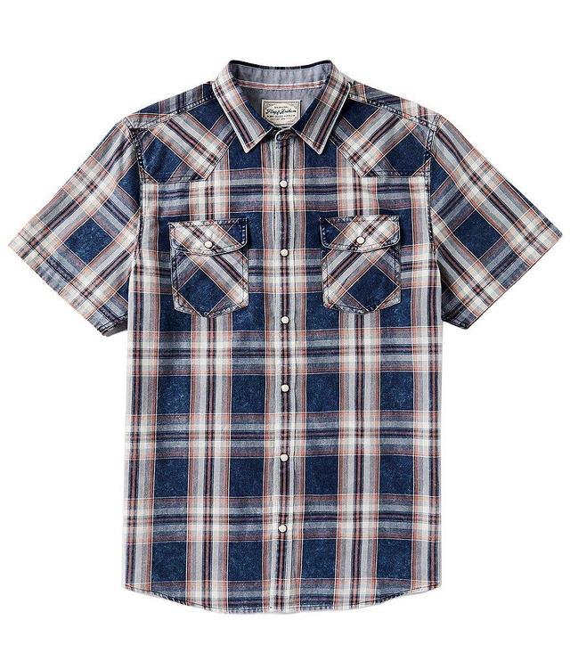 Flag and Anthem Creston Vintage Washed Plaid Short Sleeve Western Shirt Product Image