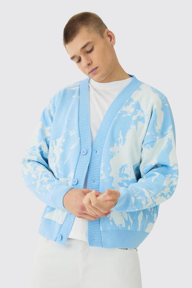 Oversized Boxy Renaissance Graphic Knit Cardigan | boohooMAN USA Product Image