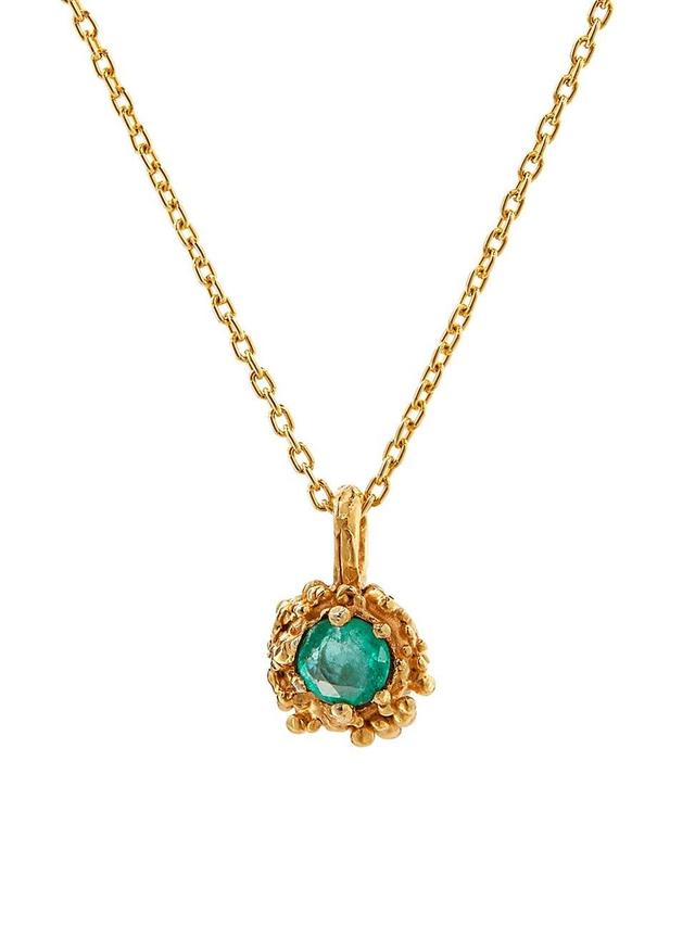 Womens 24K-Gold-Plated & Emerald Pendant Necklace Product Image