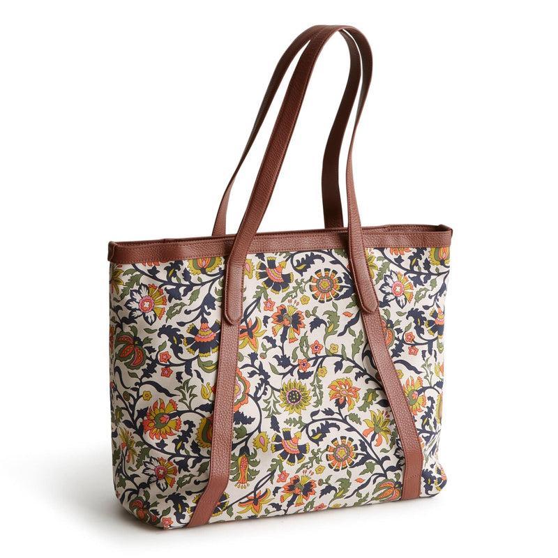 Vera Bradley Original Tote Bag Women in Marrakesh Vines Pumice Stone Orange/White Product Image