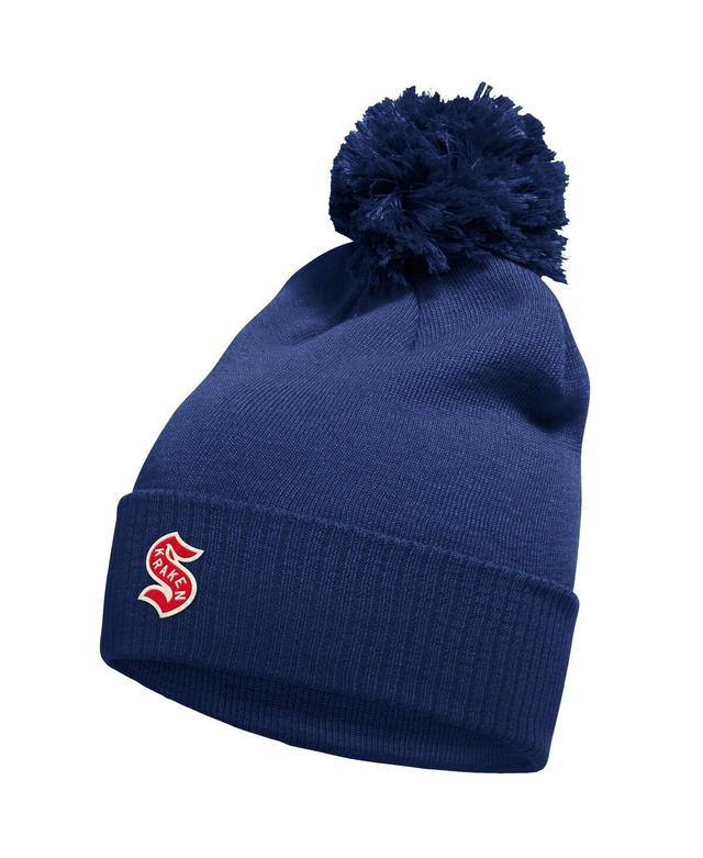 Mens adidas Seattle Kraken Deep Sea Blue 2024 Nhl Winter Classic Cuffed Knit Hat with Pom Product Image