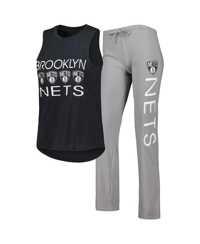 Womens Concepts Sport Gray/Black Brooklyn Nets Team Tank Top & Pants Sleep Set Product Image