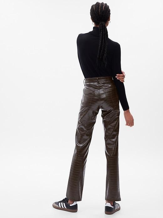 High Rise Vegan Croc Leather Cheeky Straight Pants Product Image