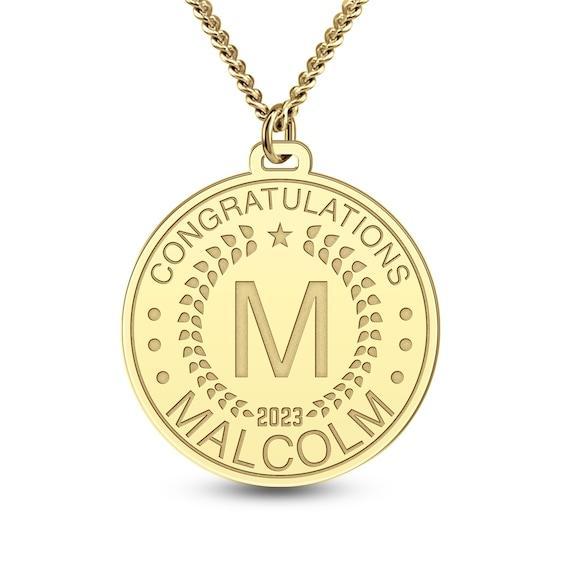 Men's Engravable 30.0mm Disc Pendant (2 Lines, 1 Initial and Year) Product Image