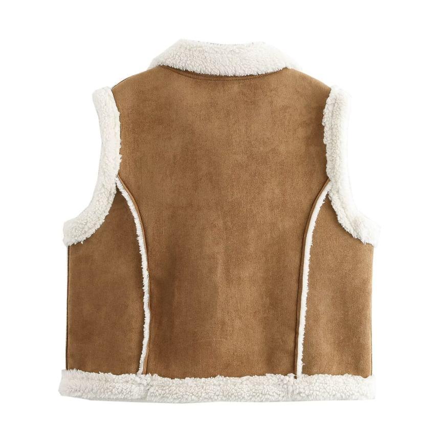 Collared Plain Fleece Lined Togle Vest Product Image