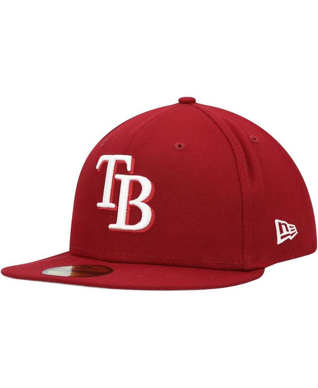 Mens New Era Cardinal Tampa Bay Rays White Logo 59FIFTY Fitted Hat Product Image