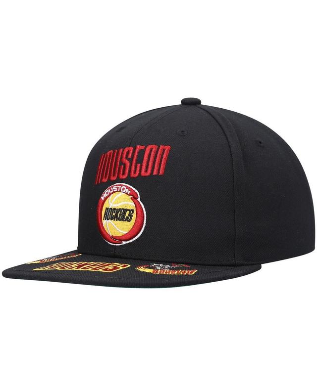 Mens Mitchell & Ness Black Houston Rockets Hardwood Classics Front Loaded Snapback Hat Product Image