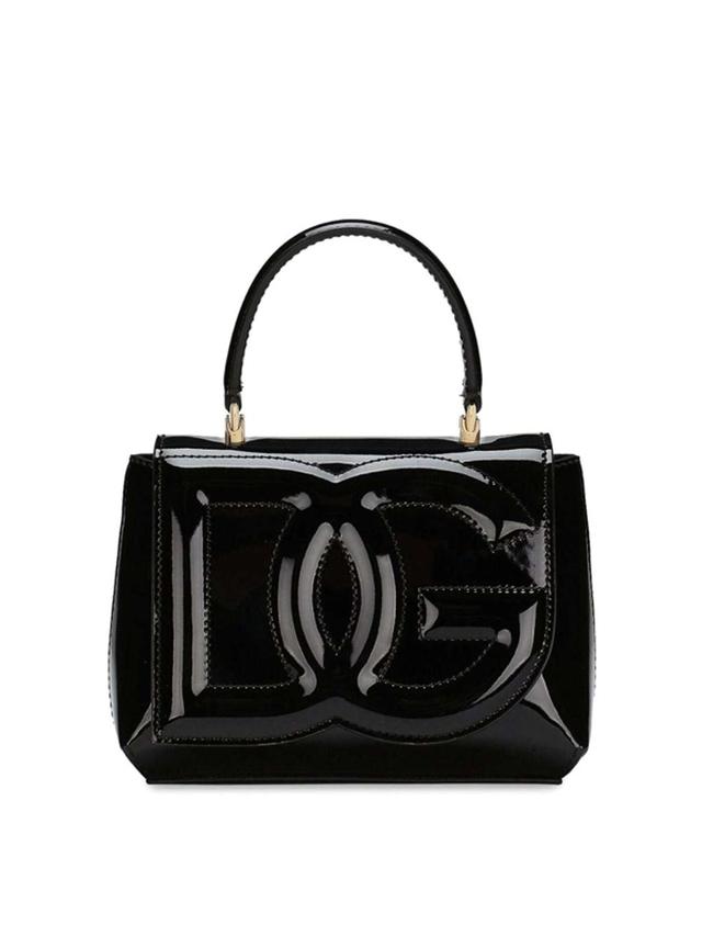 Dg Logo Patent Leather Shoulder Bag In Black Product Image