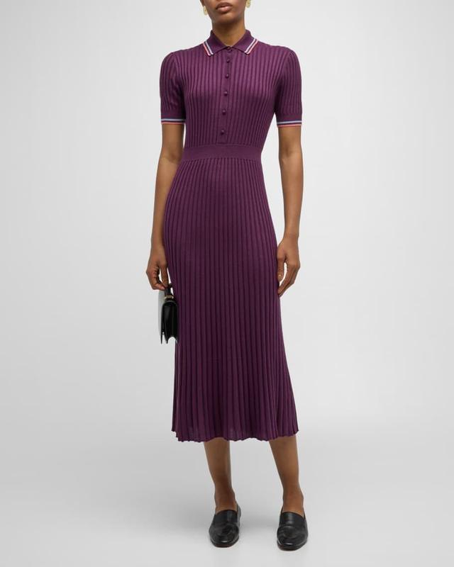 Eyot Short-Sleeve Cashmere Rib Maxi Polo Dress Product Image