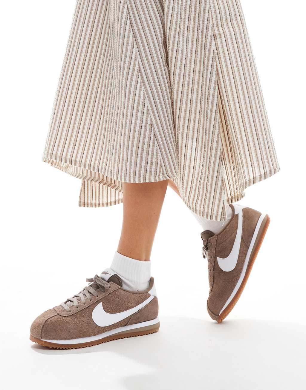 Nike Cortez Suede sneakers in brown and white Product Image