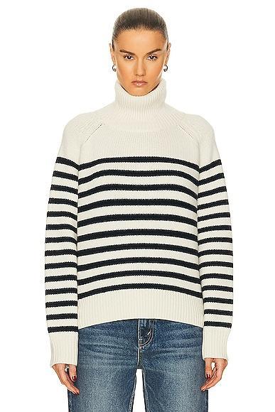 NILI LOTAN Gideon Sweater in Ivory & Dark Navy Stripe - Ivory. Size M (also in S). Product Image