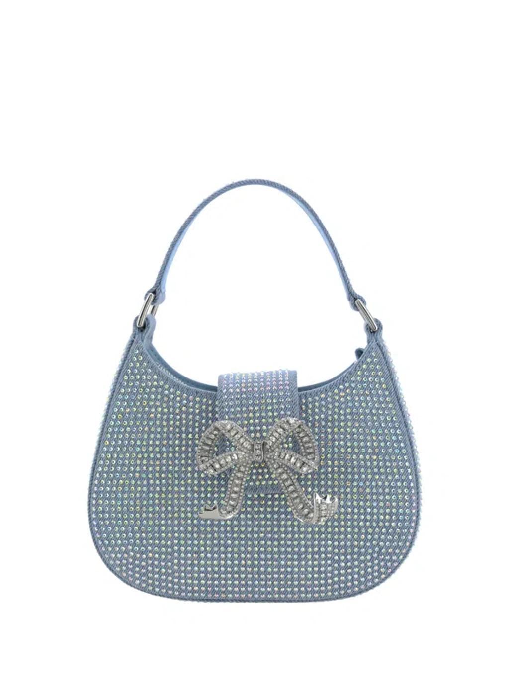 Denim Cresent Handbag In Blue Product Image