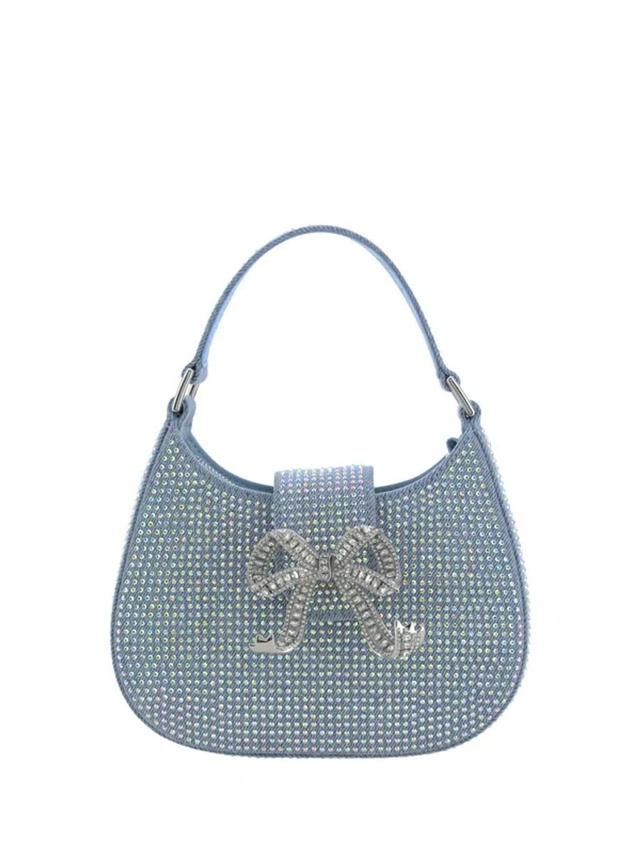 Denim Cresent Handbag In Blue Product Image