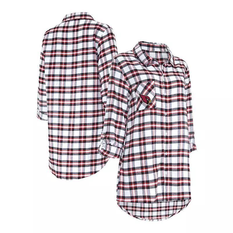 Womens Concepts Sport Arizona Cardinals Sienna Plaid Full-Button Long Sleeve Nightshirt Product Image