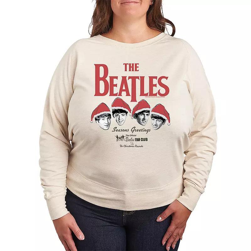 Plus Size The Beatles Christmas Seasons Greetings Lightweight French Terry Sweatshirt, Womens Product Image