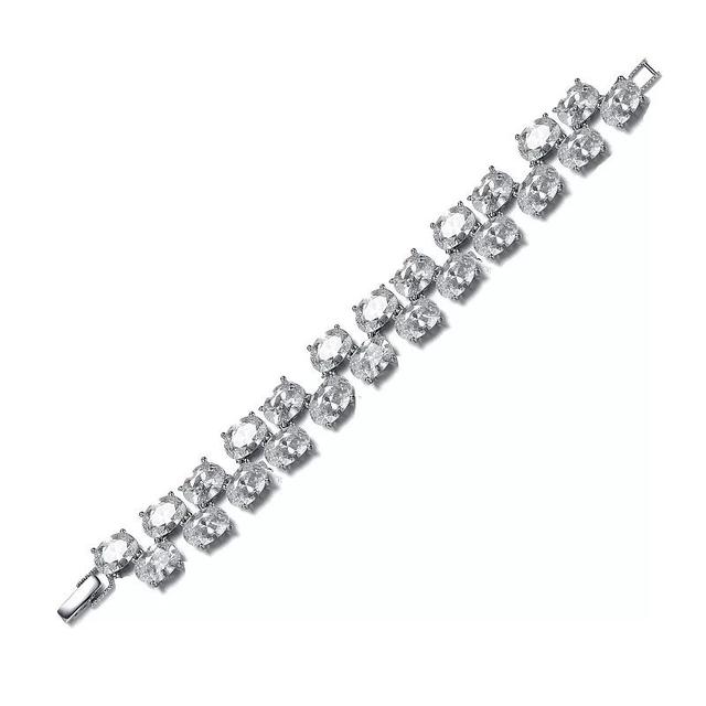 Sterling Silver Cubic Zirconia Wide Tennis Bracelet, Womens Product Image