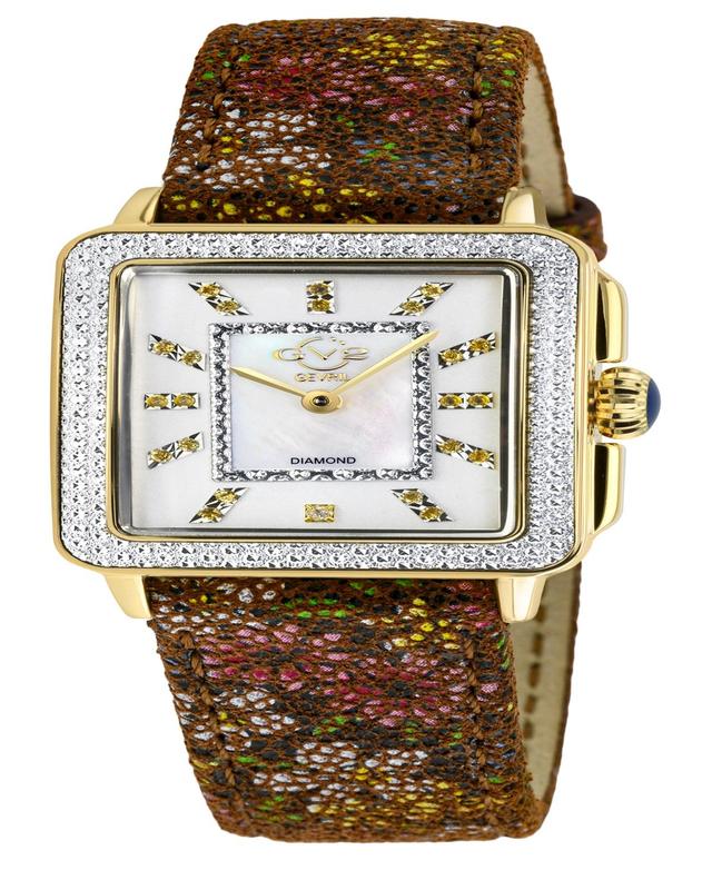 GV2 by Gevril Womens Padova Gemstone Floral Womens Brown Leather Watch 30mm Product Image