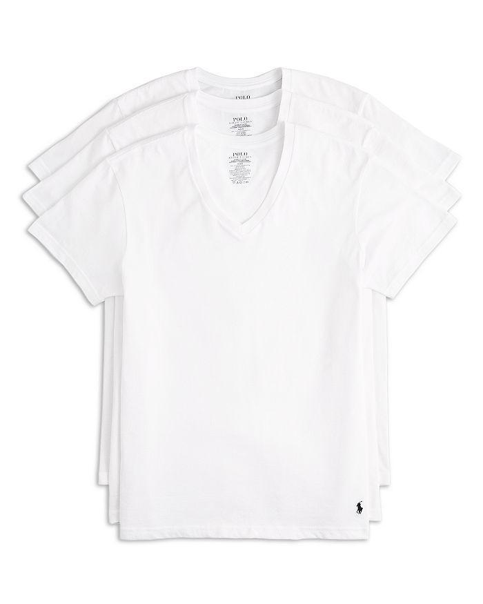 POLO RALPH LAUREN Classic Fit V-neck Undershirt, Pack Of 3 In White Product Image