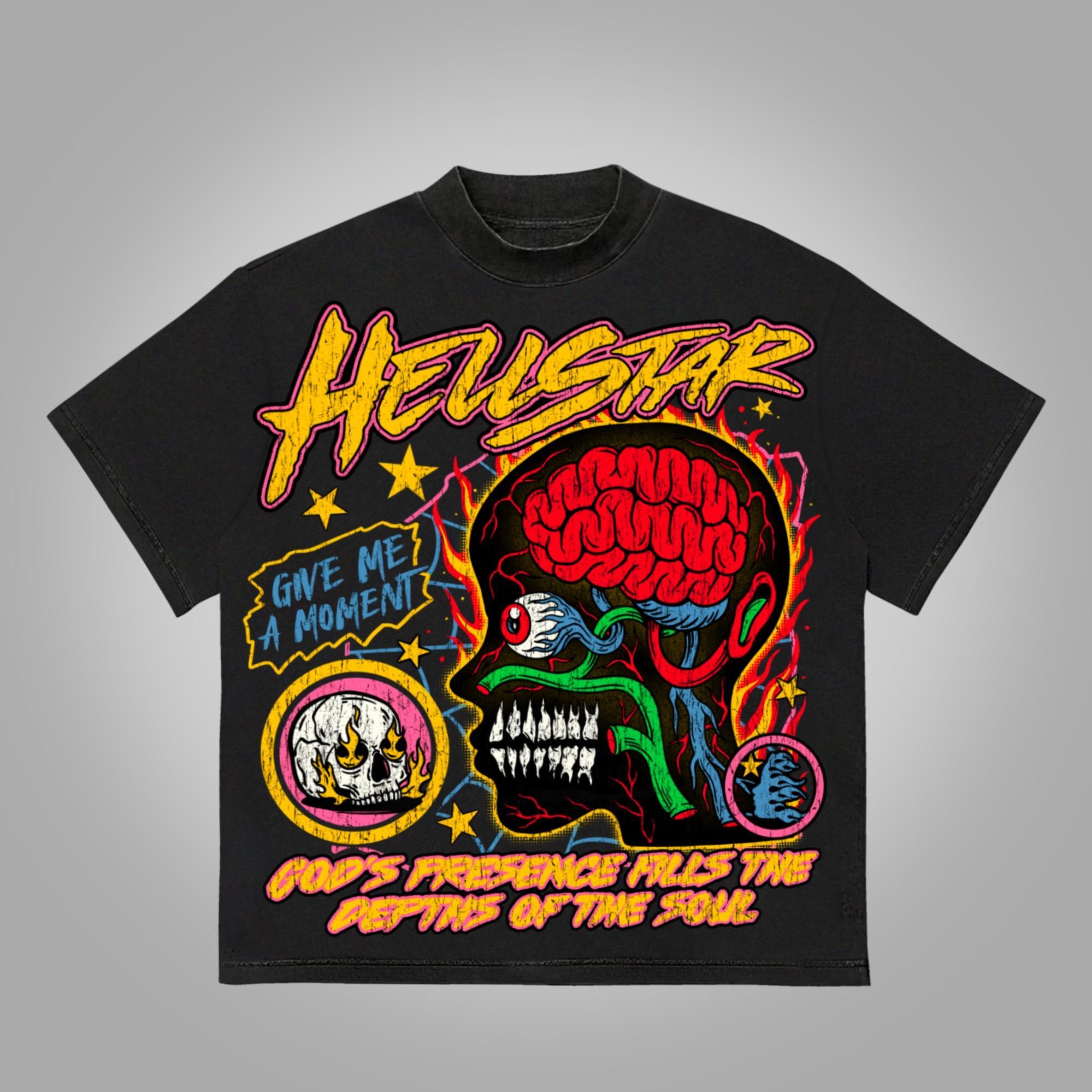 Men's Hellstar Burning Soul Graphics Cotton T-Shirt Product Image