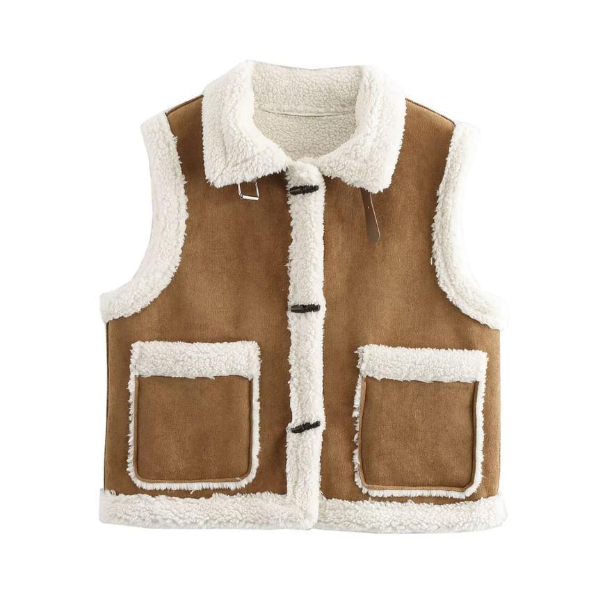 Collared Plain Fleece Lined Togle Vest Product Image