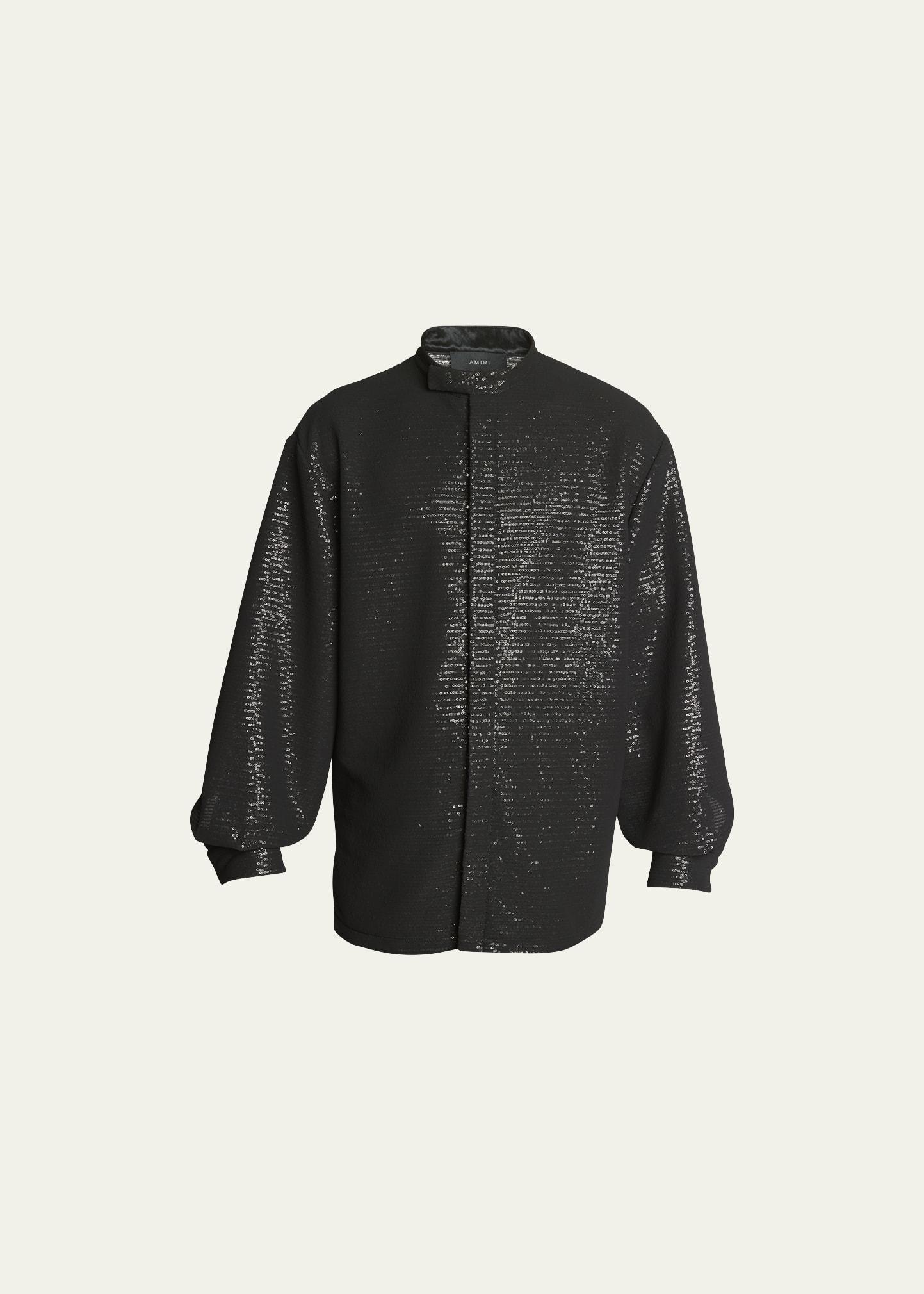 Mens Sequin Button-Down Shirt with Tab Collar Product Image