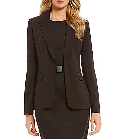 Calvin Klein Notch Lapel Long Sleeve One Button Jacket Product Image