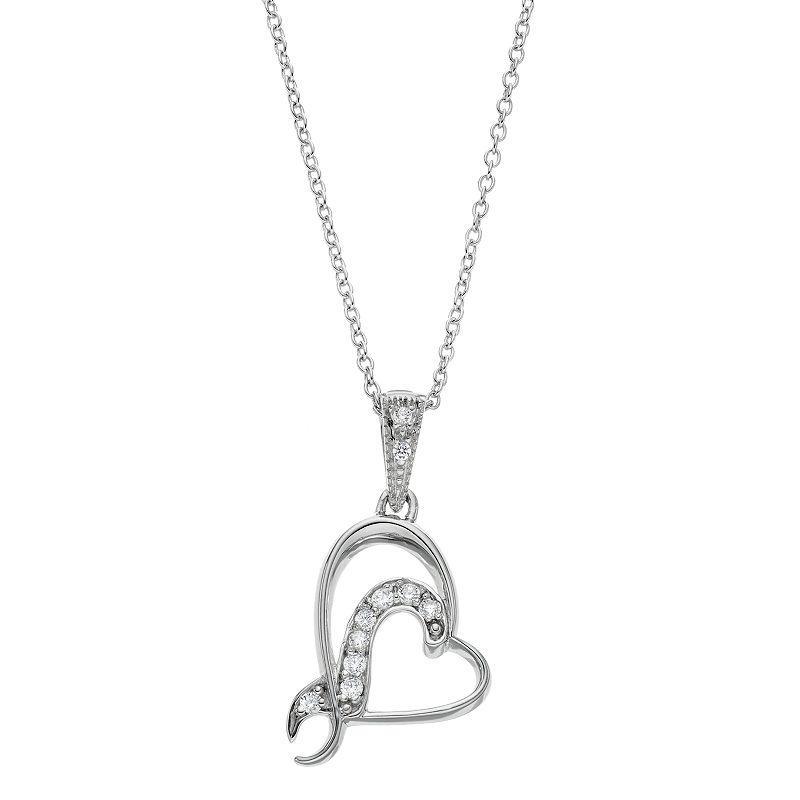 Sentimental Expressions Sterling Silver Cubic Zirconia Sister Bridesmaid Heart Necklace, Womens White Product Image