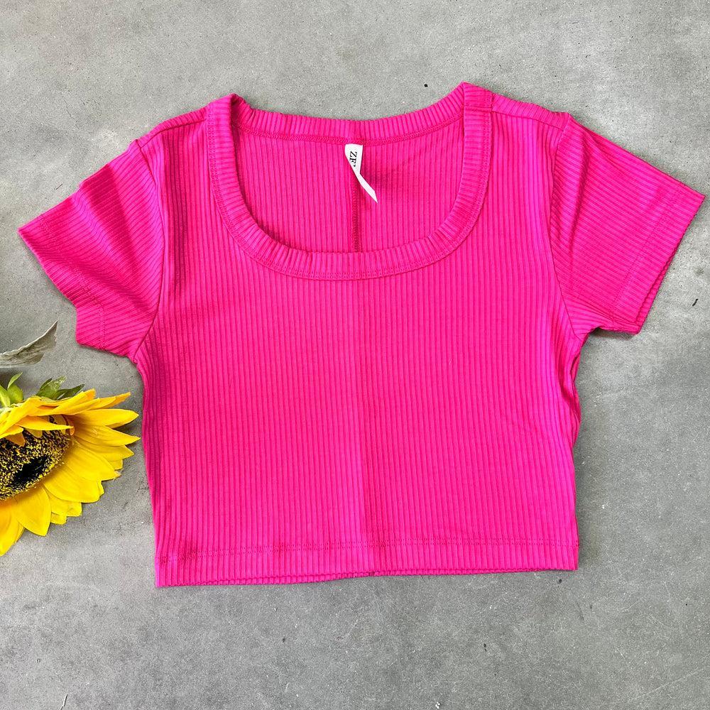 Zenana Ribbed Scoop Neck Crop Top Product Image