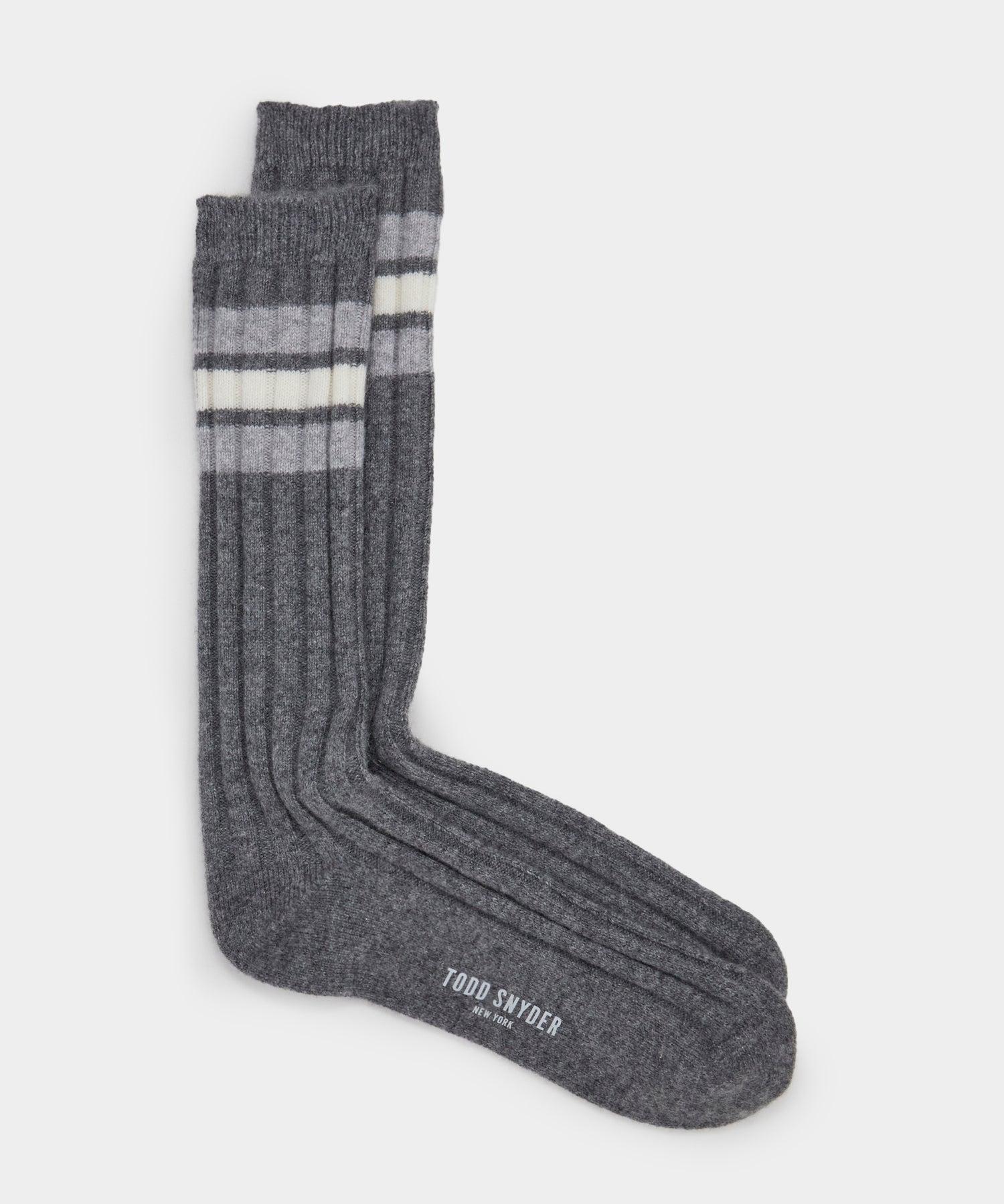 Cashmere Striped Sock in Charcoal Heather Product Image