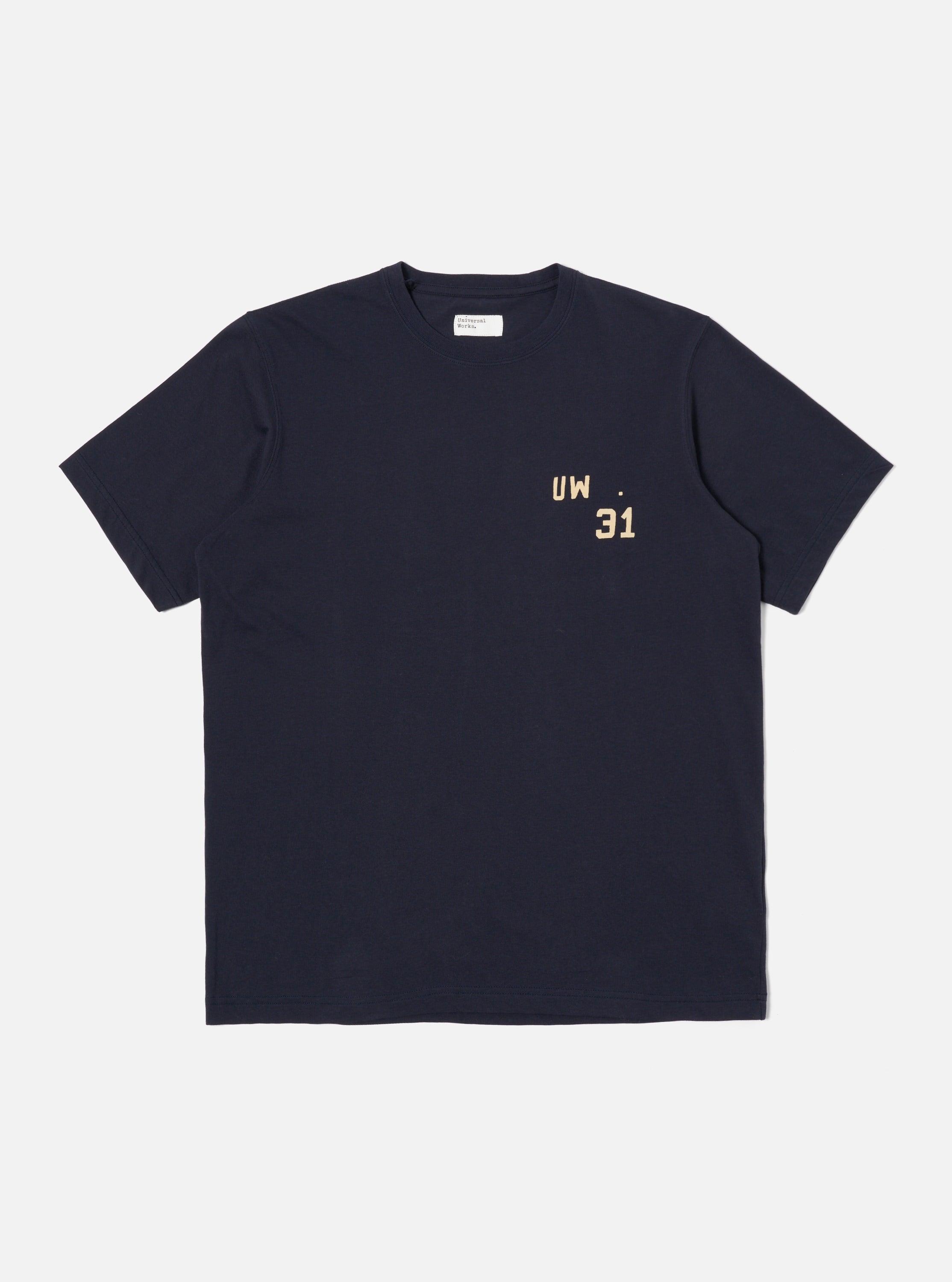 Universal Works Print Tee in Navy Single Jersey UW31 Product Image