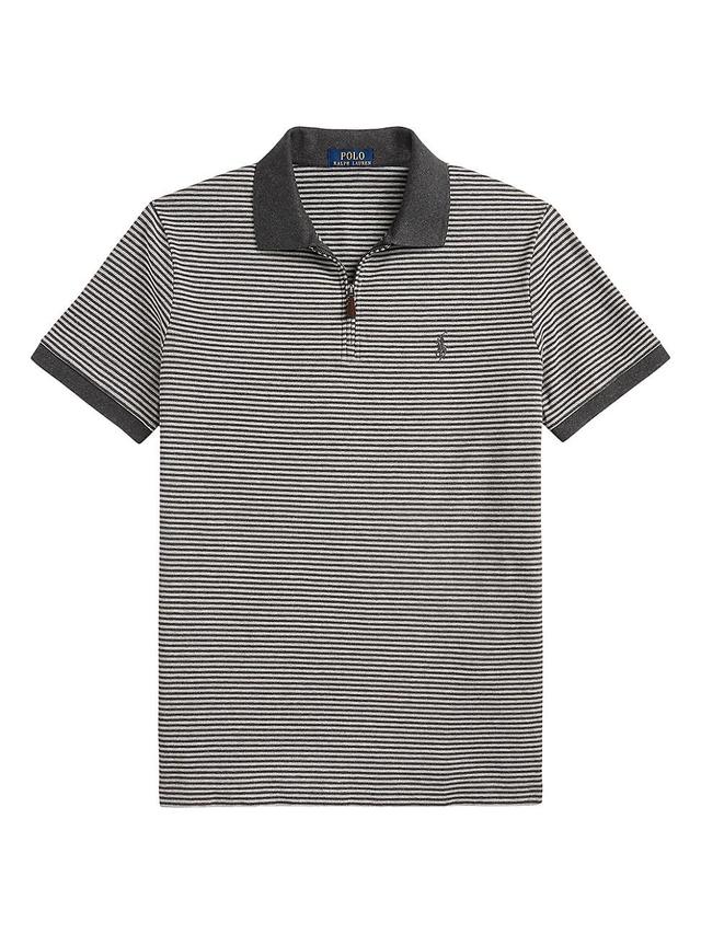 Mens Striped Stretch Mesh Polo Shirt Product Image