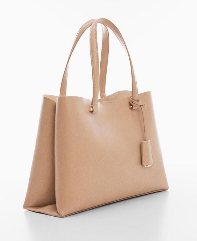 MANGO - Shopper bag with dual compartment light/pastel brown - One size - Women Product Image