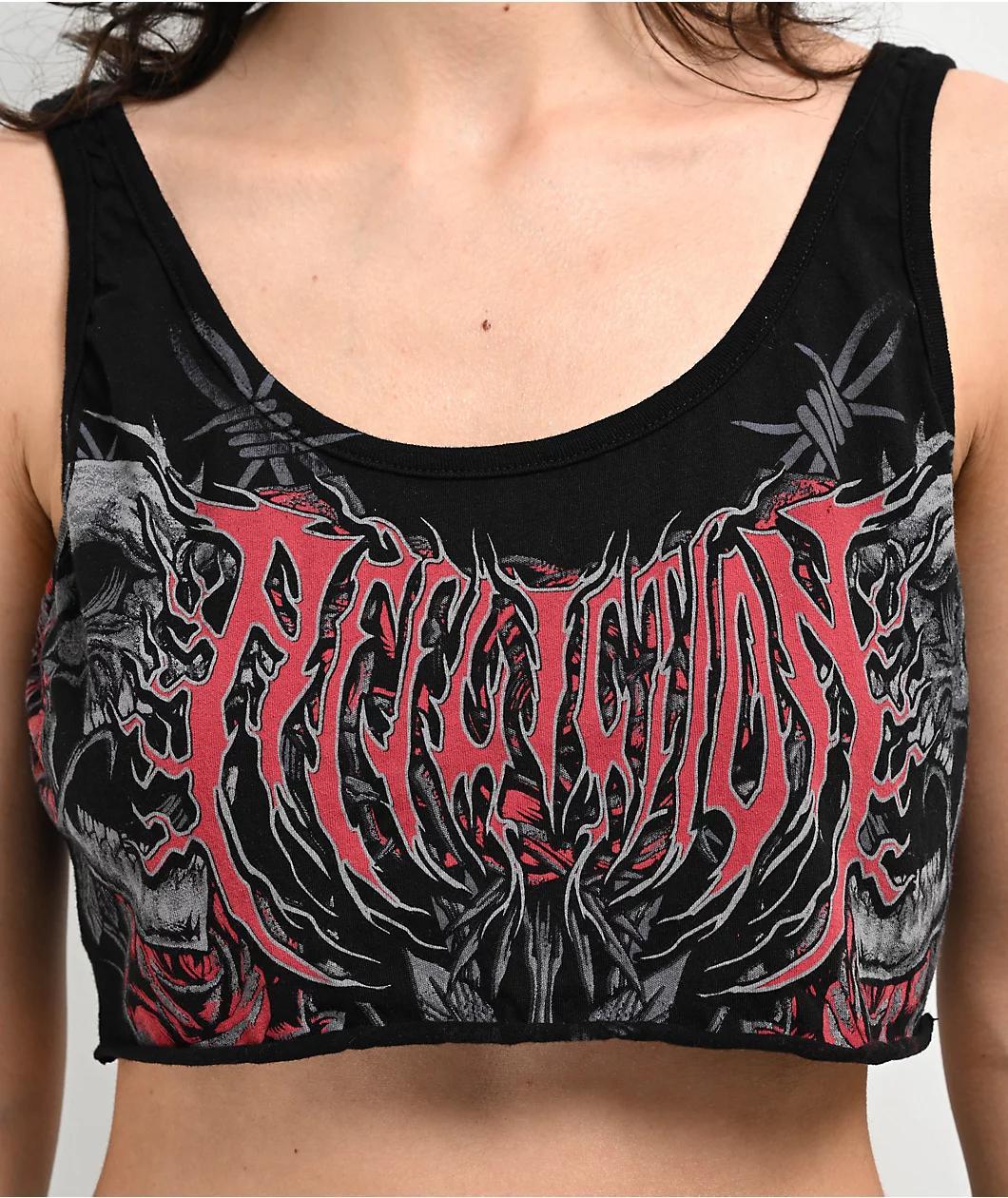 Affliction Boldletter Black Cami Crop T-Shirt Product Image