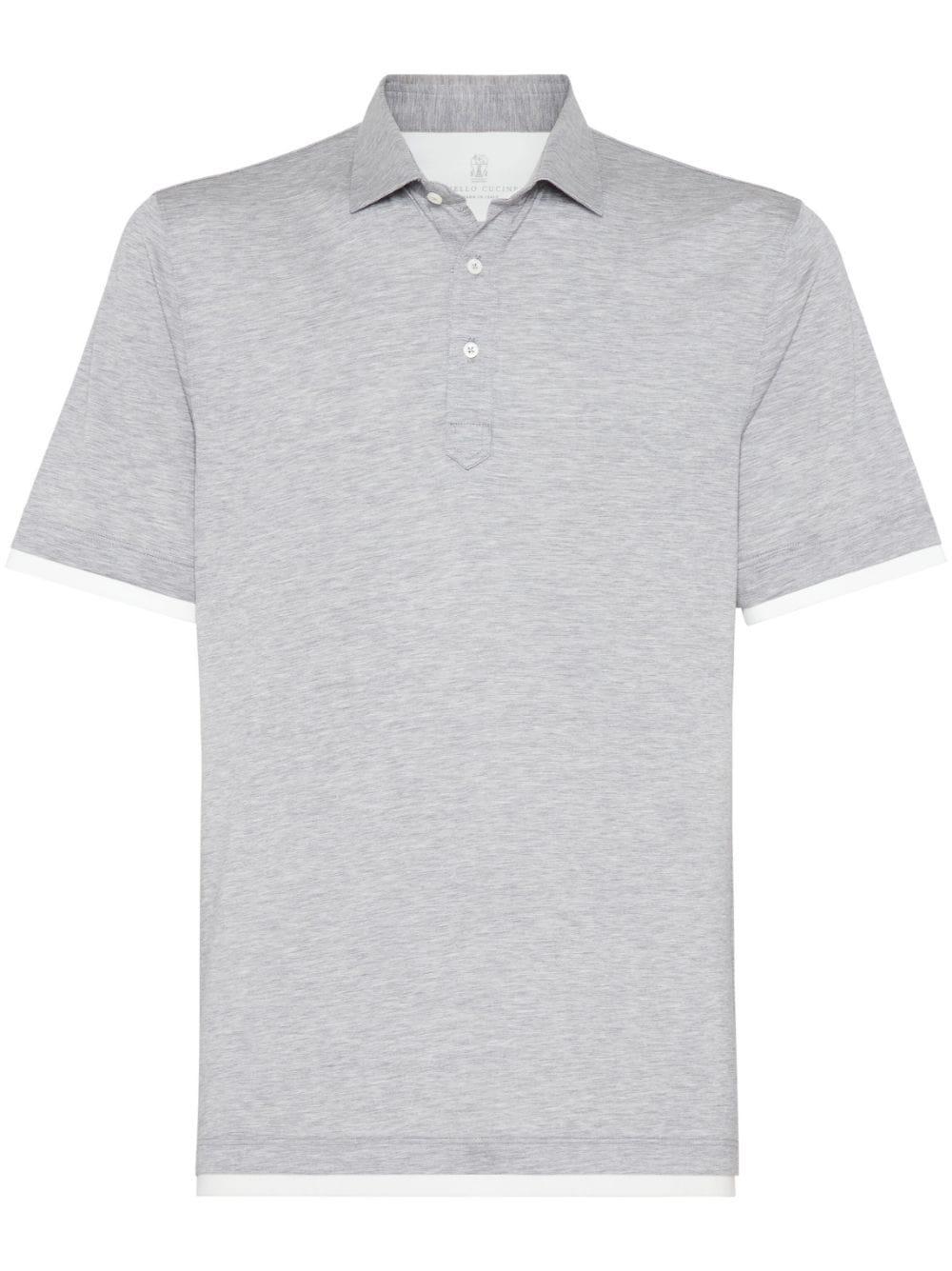 Silk-cotton Polo Shirt In Grey Product Image