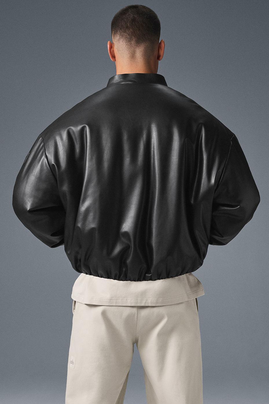 Faux Leather Premier Bomber - Black Male Product Image