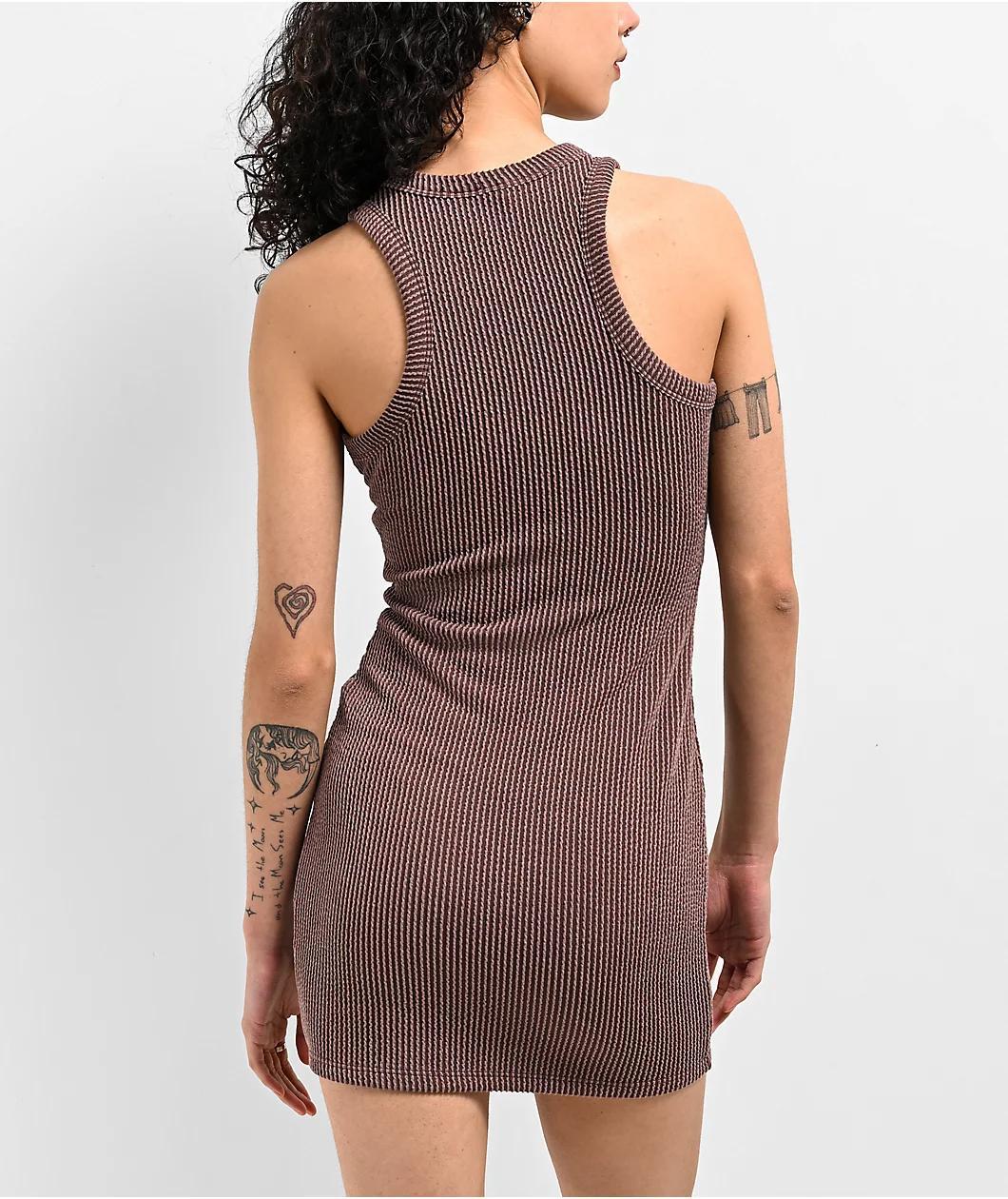 Spicychix Brown Ribbed Bodycon Dress Product Image