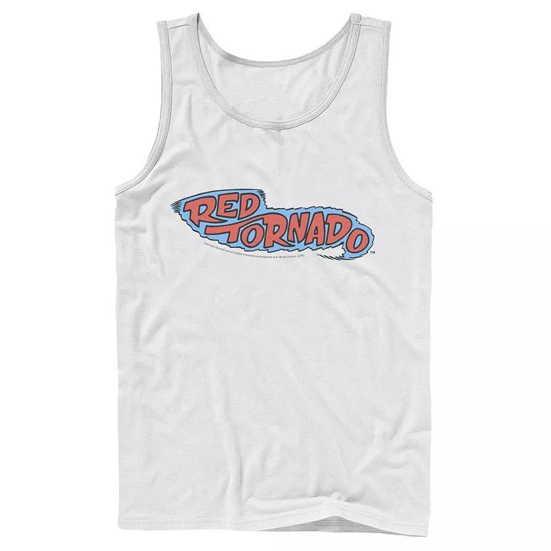 Mens DC Comics Red Tornado Text Logo Poster Tank Top Athletic Grey Product Image