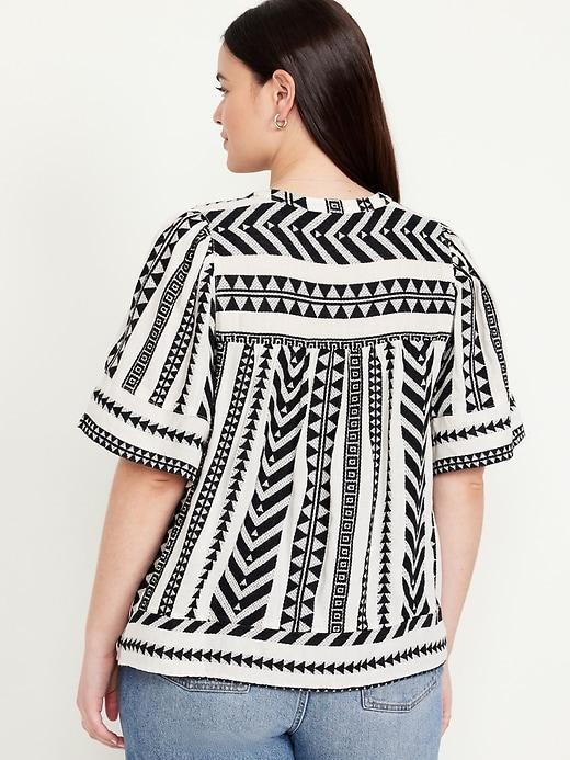 Split-Neck Textured Top Product Image