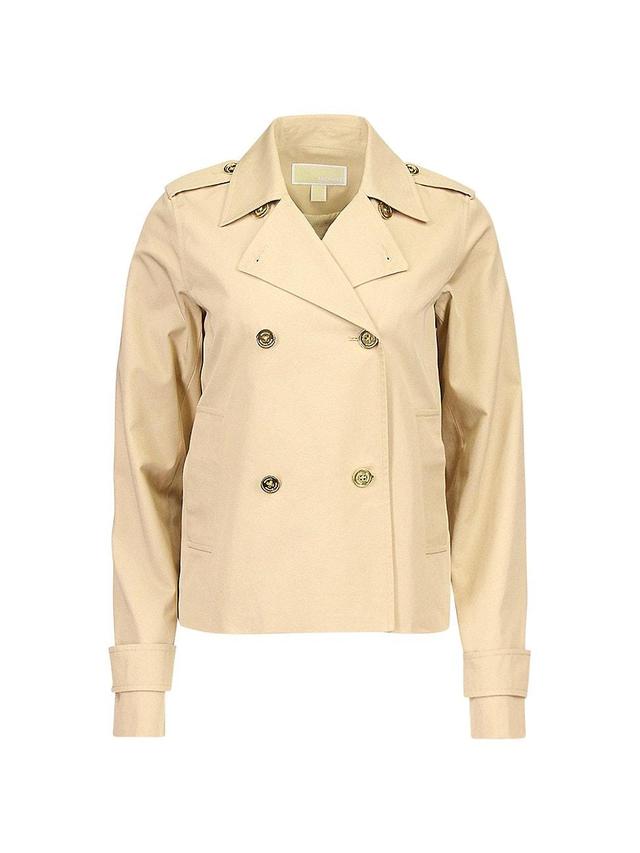 Womens Cropped Double-Breasted Trench Coat Product Image