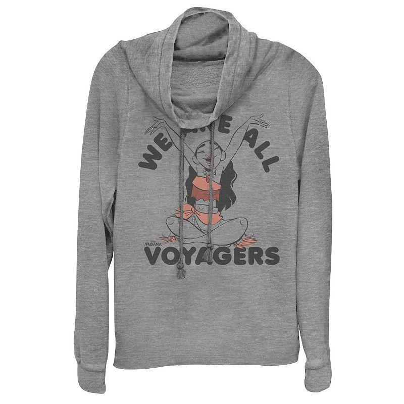 Disneys Moana All Voyagers Juniors Cowlneck Graphic Lightweight Long Sleeve, Girls Gray Grey Product Image