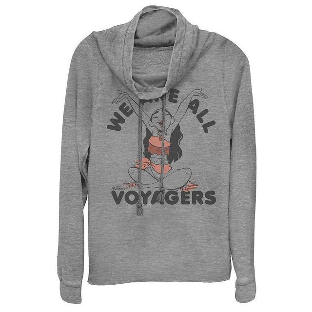 Disneys Moana All Voyagers Juniors Cowlneck Graphic Lightweight Long Sleeve, Girls Gray Grey Product Image