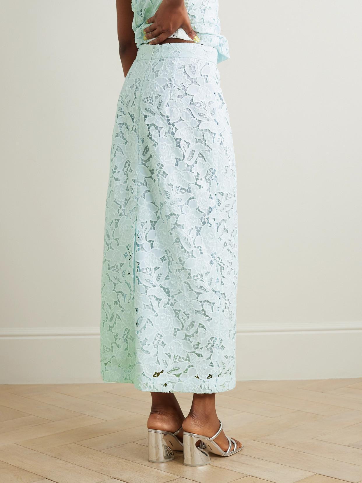 Natura Lace Midi Pencil Skirt In Mint Product Image