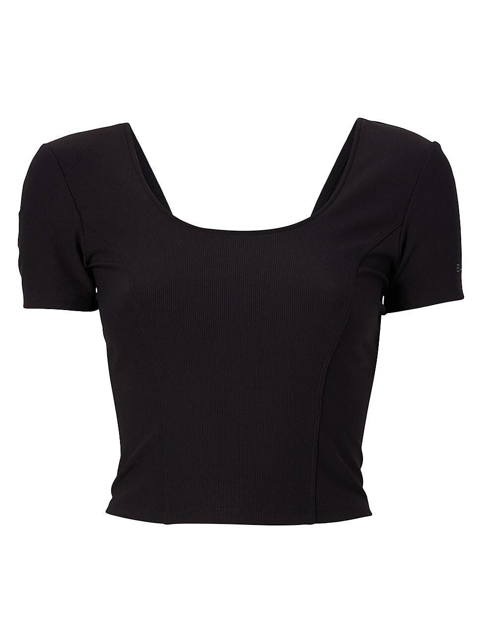 Womens Short-Sleeve Rib-Knit Crop Top Product Image