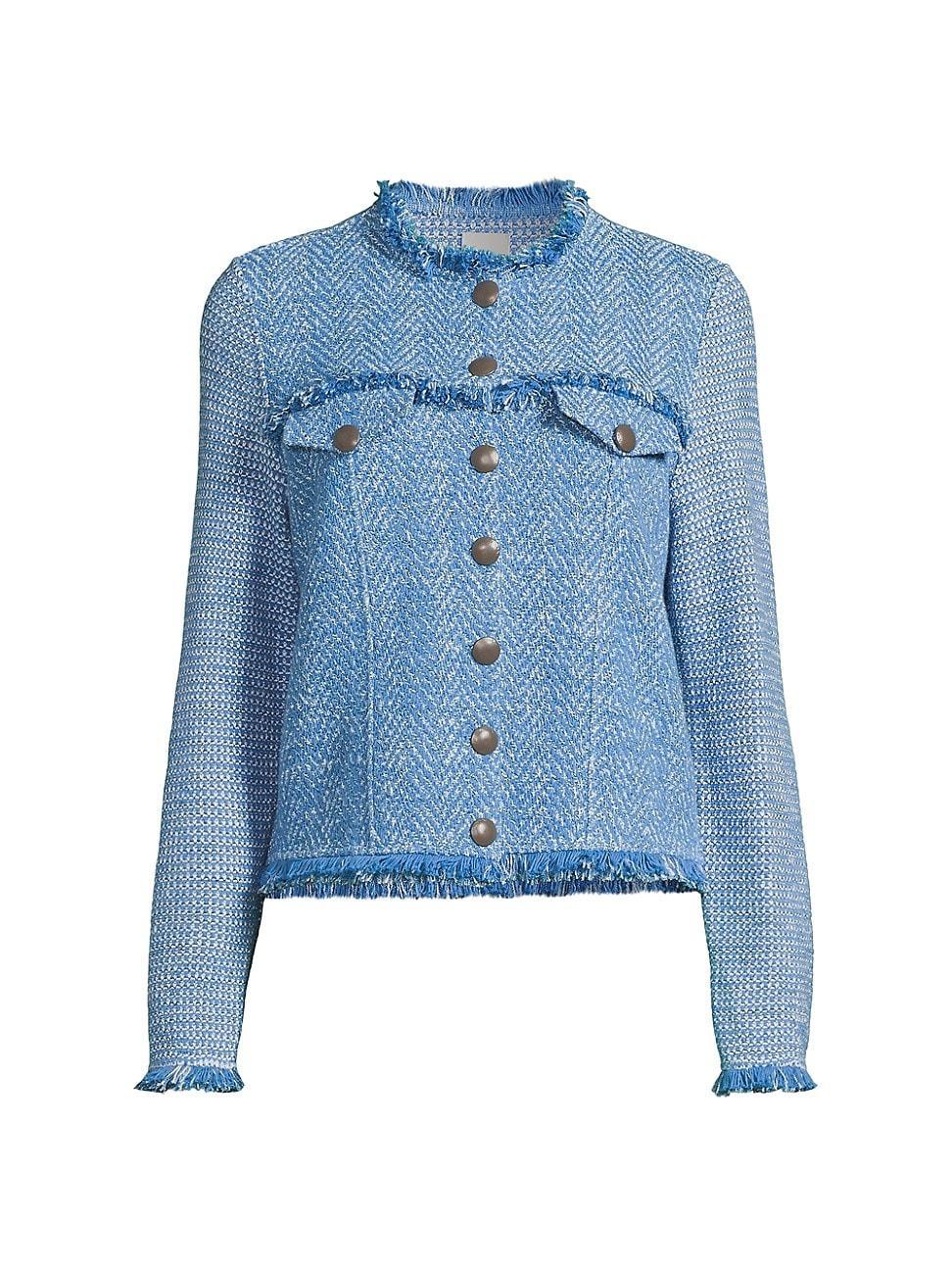 NIC+ZOE Utility Fringe Mix Knit Jacket (True ) Women's Jacket Product Image