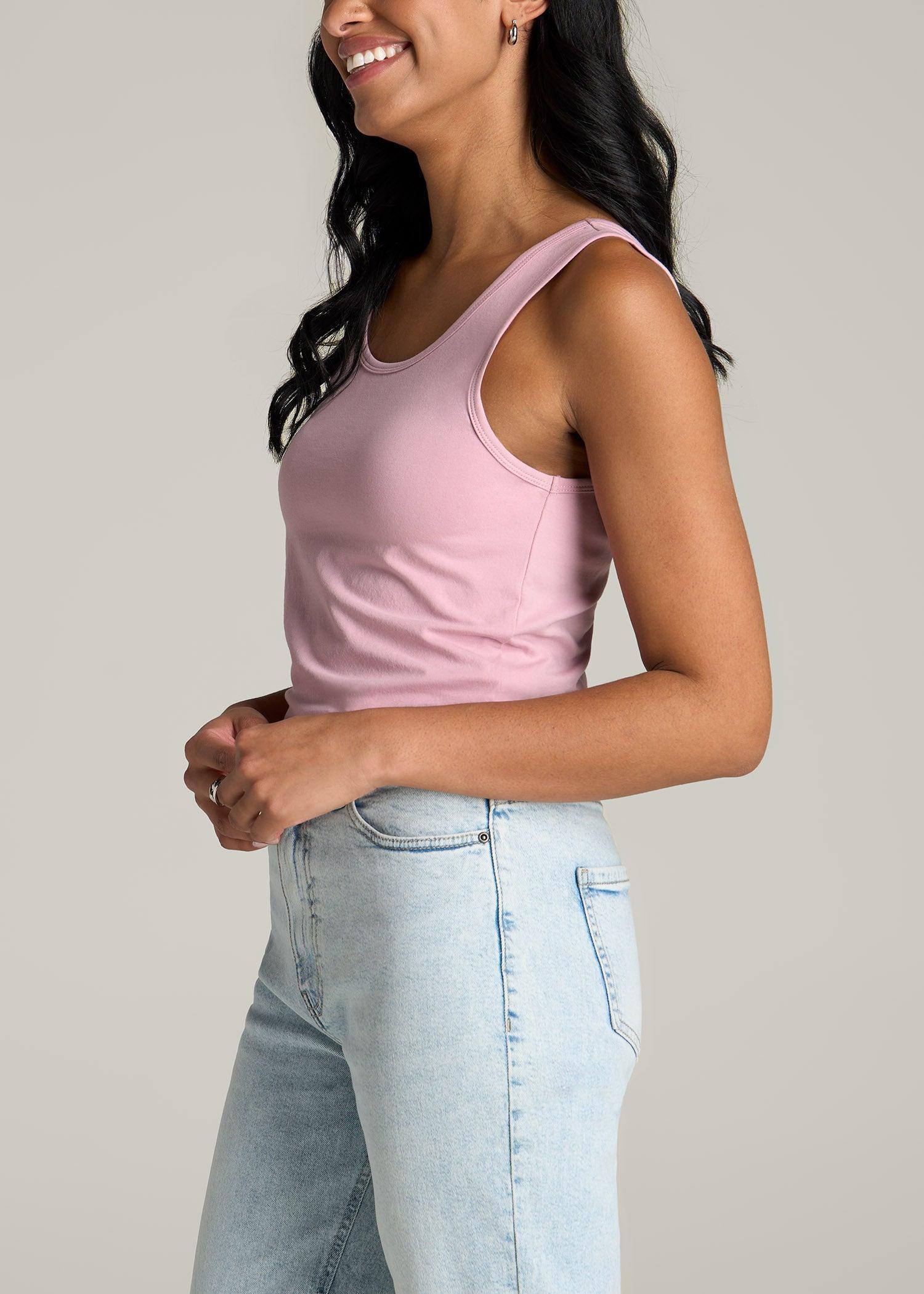 Slim Fit Jersey Tank Top for Tall Women in Pink Peony Product Image