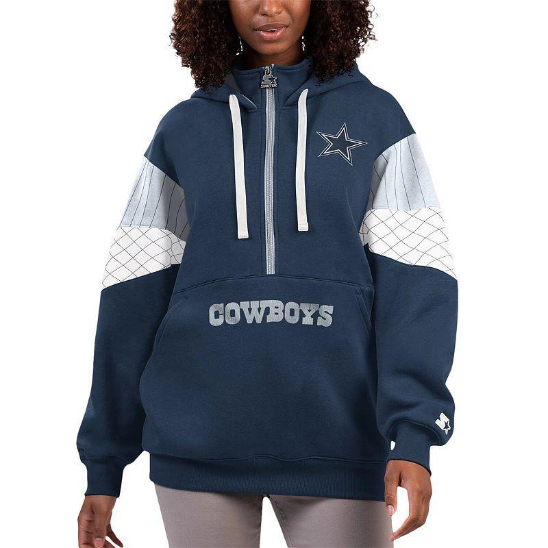 Womens Starter Dallas Cowboys Teammate Half-Zip Hoodie Blue Product Image