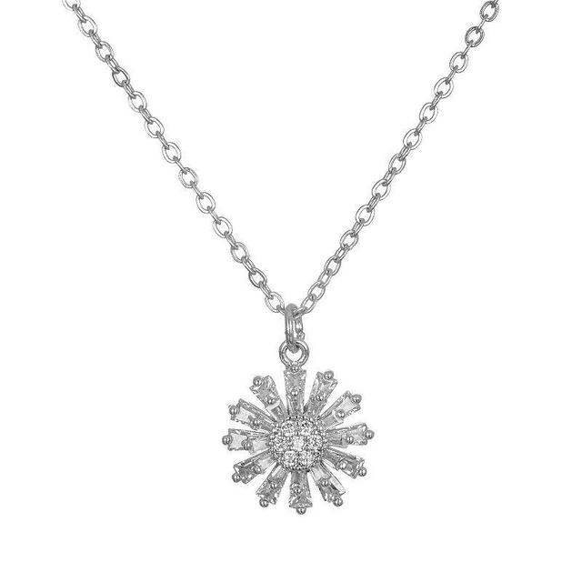 LC Lauren Conrad Silver Tone Baguette Flower Nickel Free Pendant Necklace, Womens Product Image