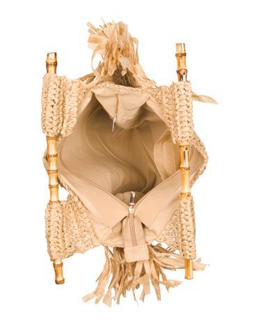 Straw Casey Fringed Top Handle Handbag for Women Product Image