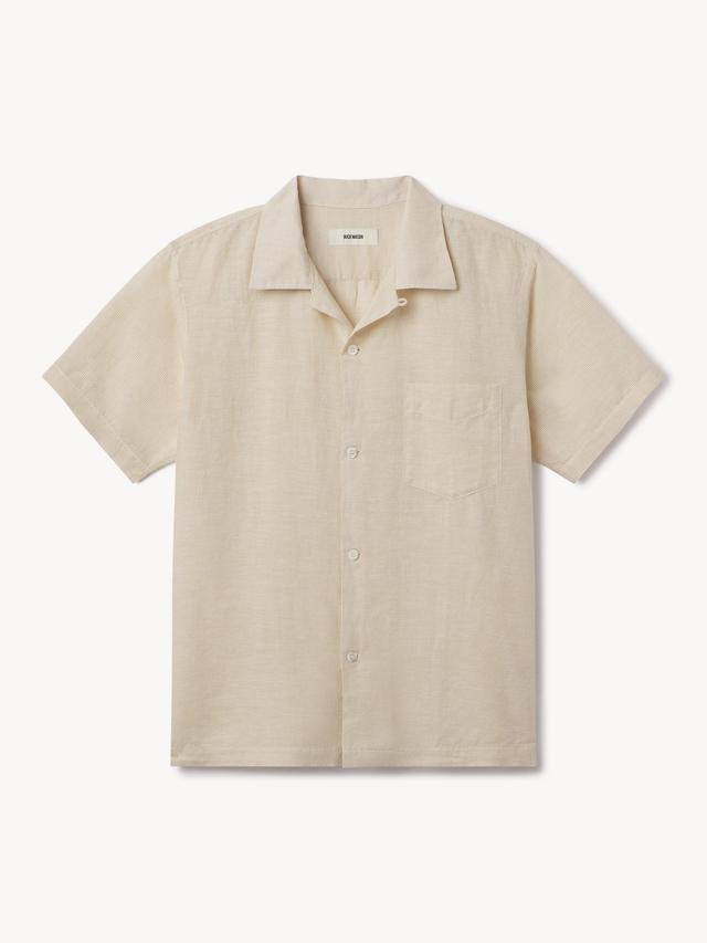 Natural/Ochre Cut Stripe Breeze Cotton Linen S/S Camp Shirt Product Image