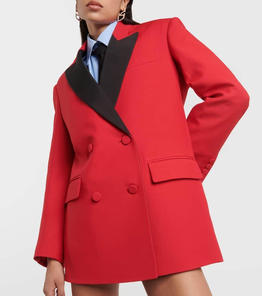 VALENTINO Double-breasted Crêpe Blazer In Red Product Image